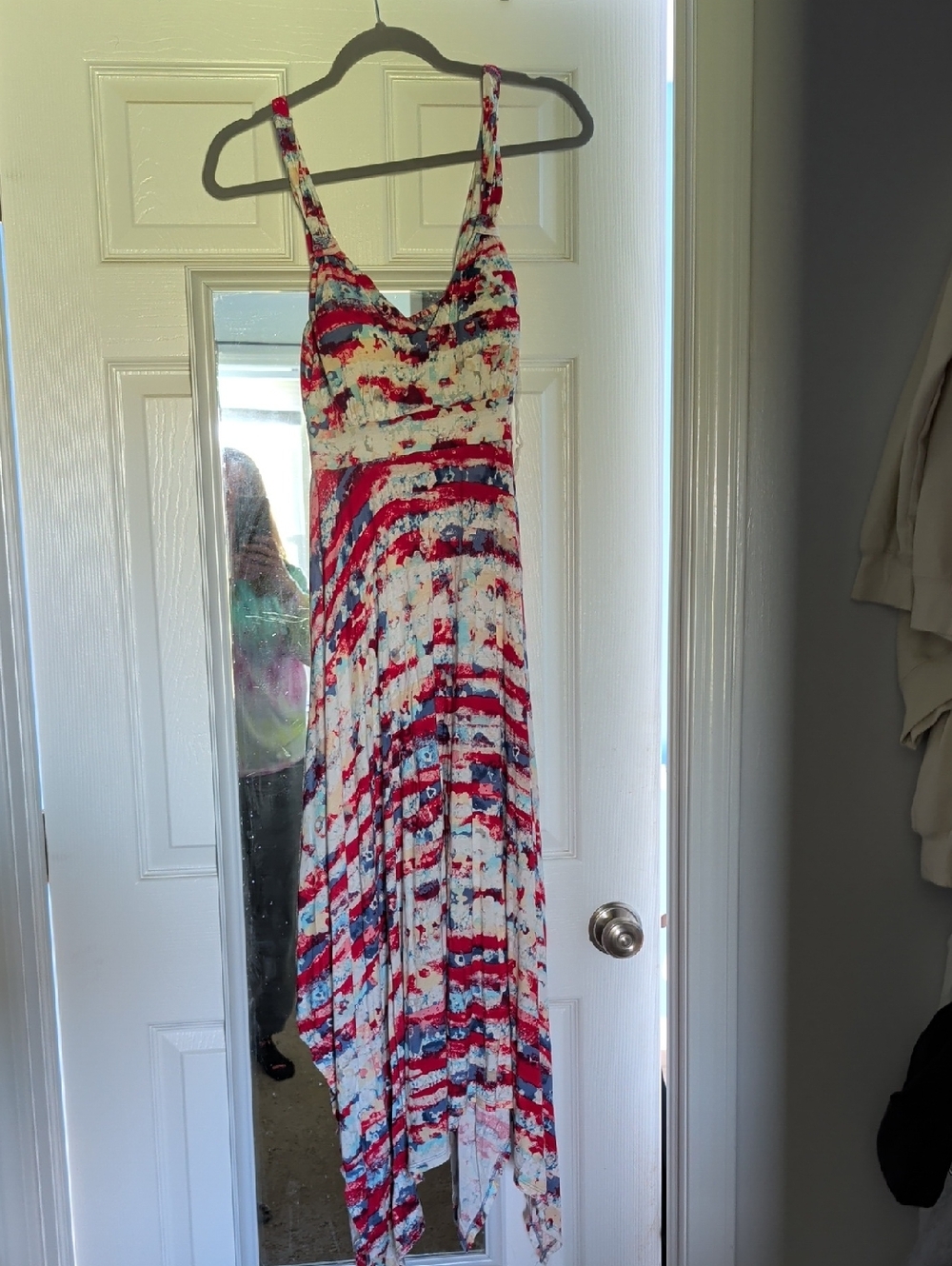 American Rag Red, White & Blue Abstract High-Low Maxi Dress